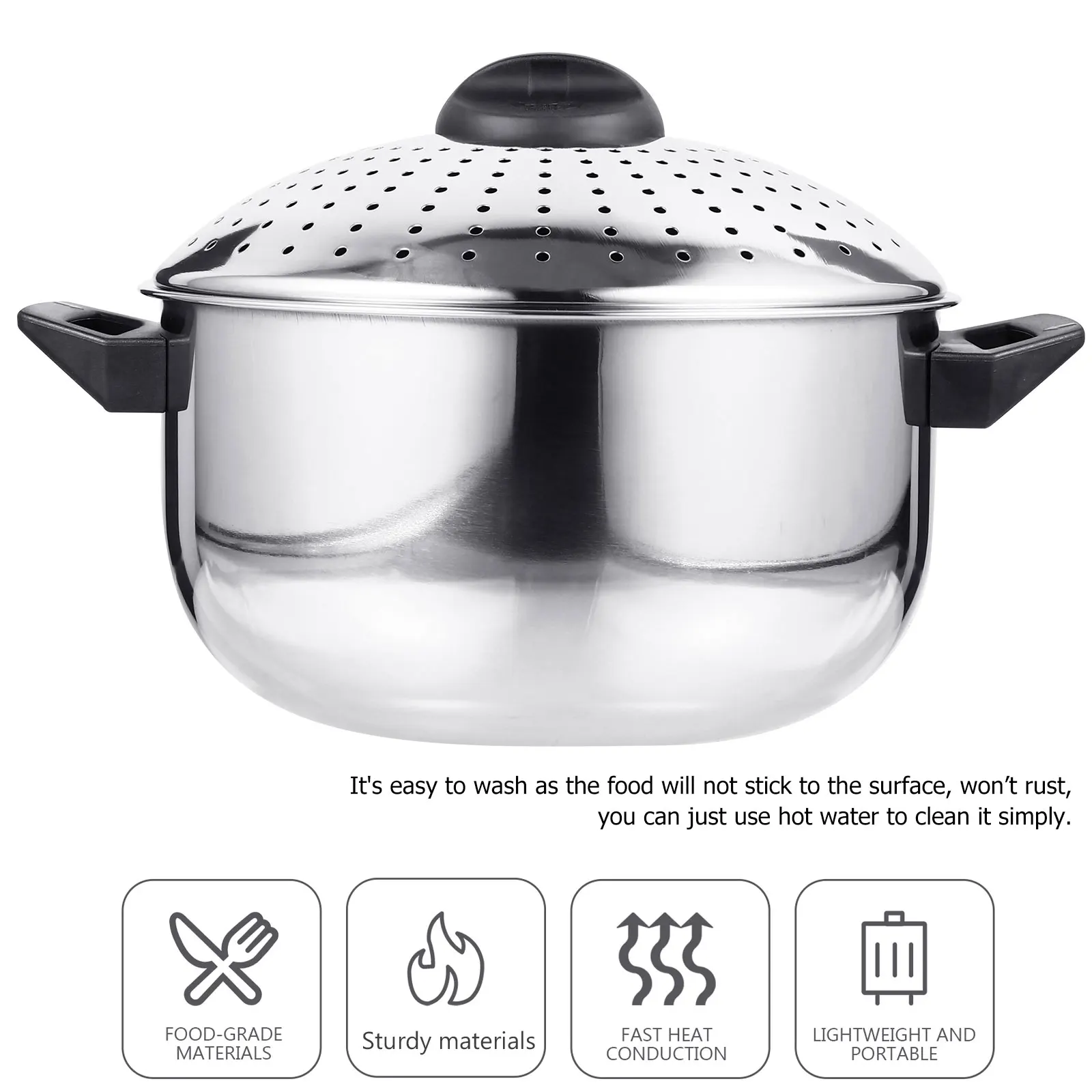 

Pot Stainless Steel Cooking Lightweight Anti-Corrosion Noodle Cooker Stockpot Bowl Lid Strainer Basket Soup