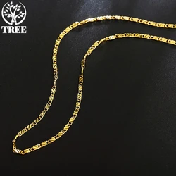 ALITREE 40-75cm 18K gold 925 Sterling silver charm 2MM flat chain Necklaces for Women Men Luxury Fashion Party Wedding Jewelry