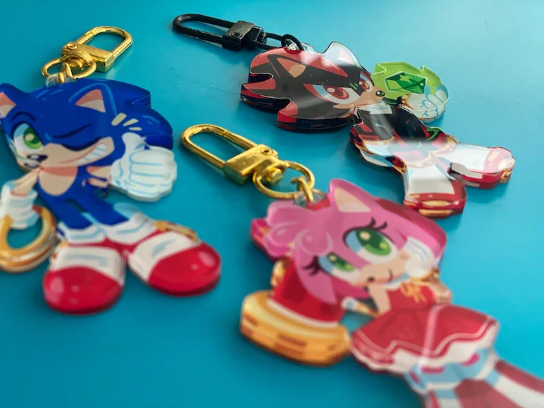 Hedgehog Series Cartoon Character Double Sided Acrylic Keychain Kawaii Game Style Bag Pendant Collectible Gift