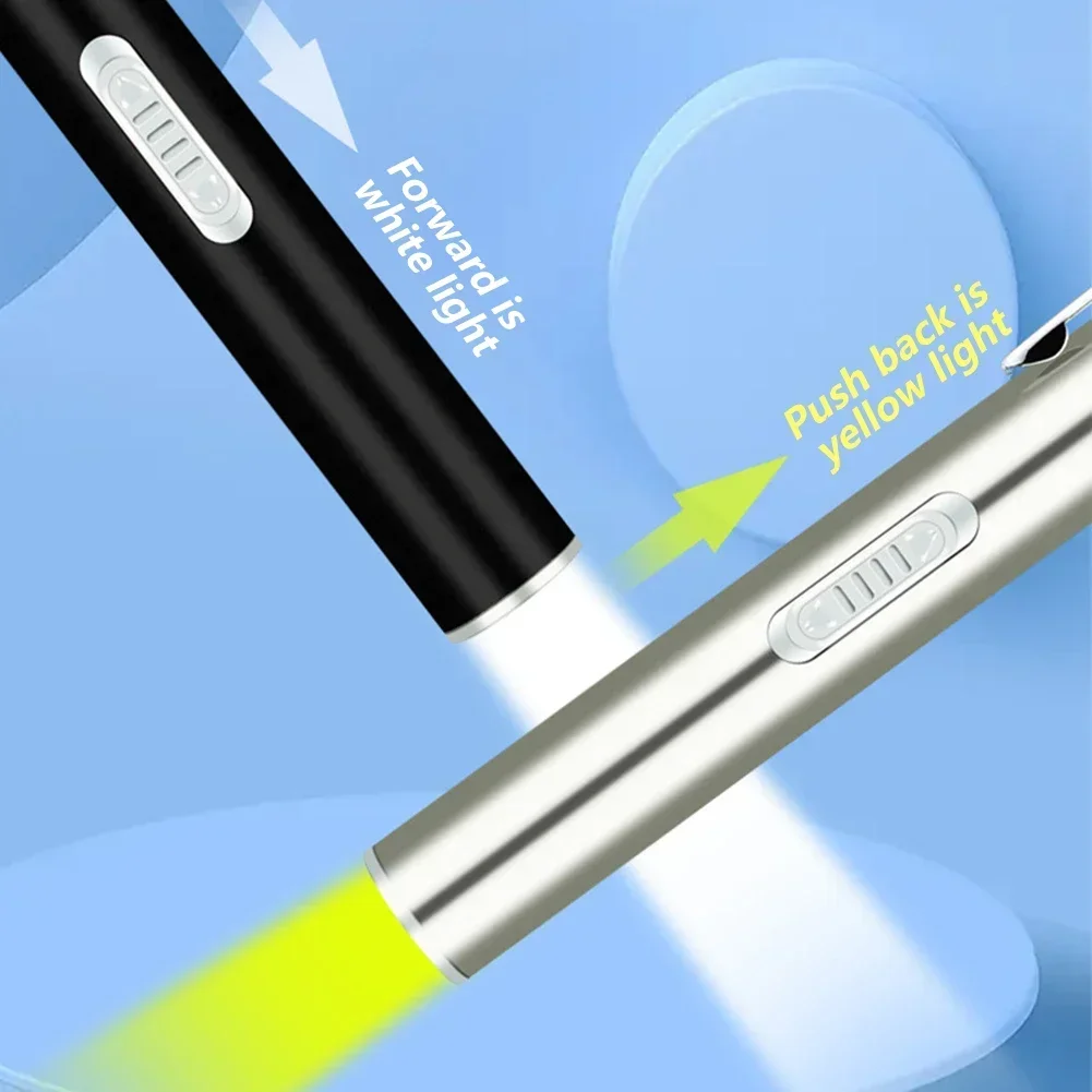 ミニUSB充電式授乳用懐中電灯,ステンレス鋼クリップ付きLED懐中電灯,ポケット懐中電灯,便利なペンライト,医療用
