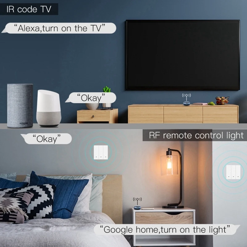 Tuya-Control remoto Universal para el hogar, dispositivo inteligente con infrarrojos, Wifi, RF, USB, funciona con Alexa, Google Home, Siri