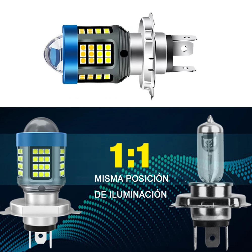H4 LED المصابيح الأمامية للدراجات النارية الأبيض عالية منخفضة شعاع العارض عدسة الضباب مصباح سكوتر دراجة نارية كشافات