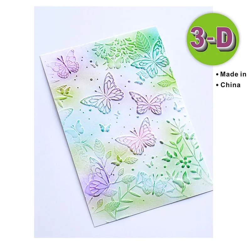 2022 New Butterfly Collection 3d Embossed Folder For Handmade Brick Wall Pebble Leaf And Letter Background Greeting Card Clipboo