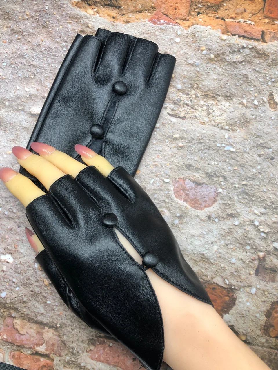 Damen Halbfinger-Handschuhe mit Freiliegenden Fingern für Tanzaufführungen Pole Dance Street Dance Lederhandschuhe