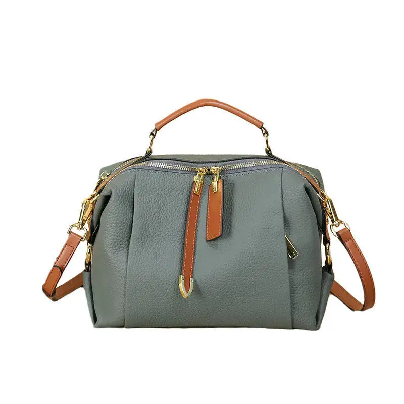 2025 الراقية جلد طبيعي خمر بوسطن وسادة حقيبة فاخرة مصمم حمل سيدة أنيقة جلد البقر حقيبة يد الكتف حقيبة كروسبودي