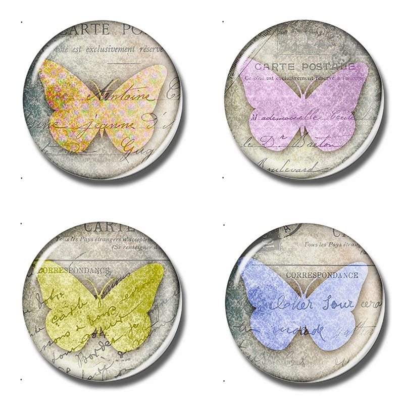 

Violet 30MM Fridge Magnet Butterfly Rhopalocera Art Glass Cabochon Magnetic Refrigerator Stickers Note Holder Home Decoration