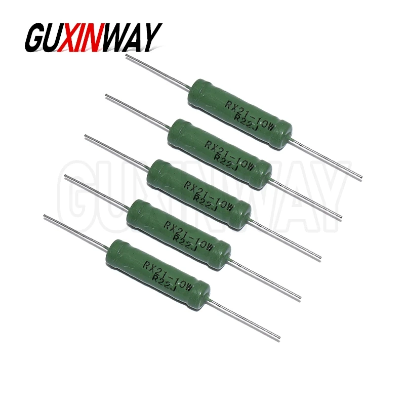 5pcs RX21 10W Wire Wound Resistance 5% 1R 10R 100R 1K 10K 12K 15K 18R 20R 22R 24R 27R 30R 33R 36R Resistor