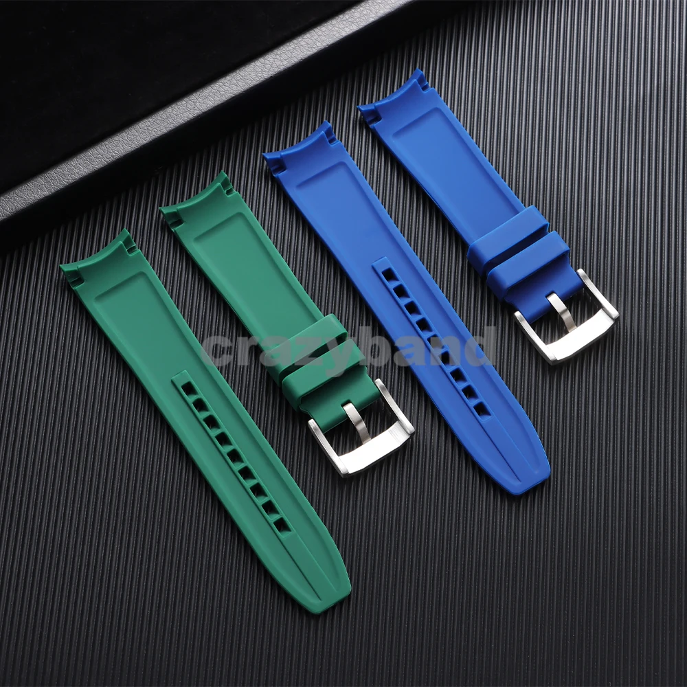 لينة حزام ساعة مطاطي نهاية منحنية 20 مللي متر 22 مللي متر ل Seiko ل رولكس الأخضر المياه شبح سيليكون الرجال الرياضة الفرقة لسوار أوميغا #2