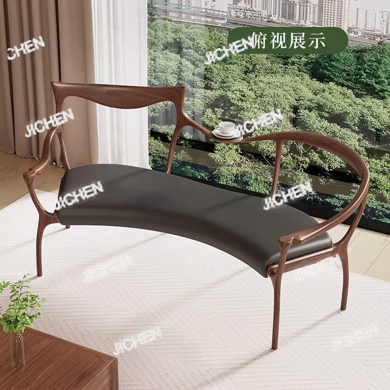 الجوز الأسود كرسي مزدوج كرسي أريكة من الخشب الصلب كرسي صيني جديد غير رسمي مزيج كرسي الشمال الحديث