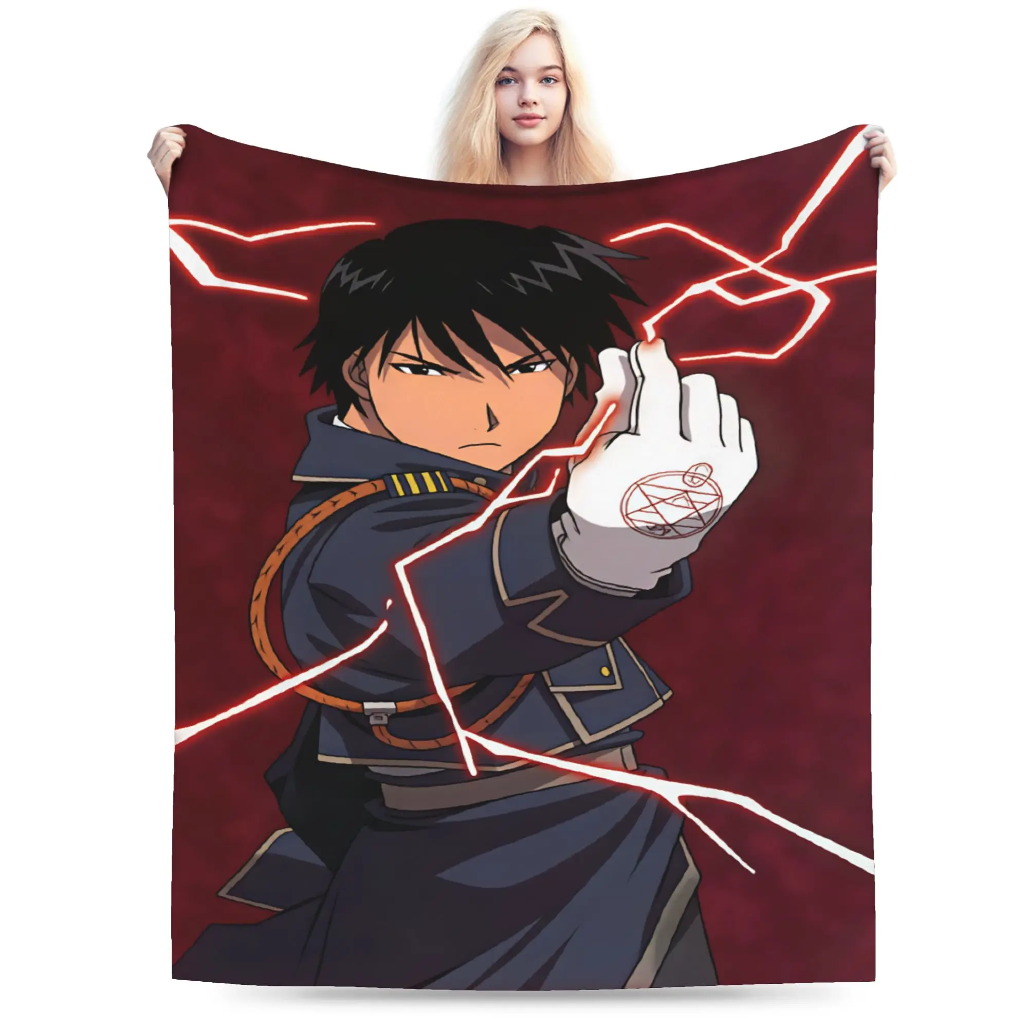 Roy Mustang Super Soft Blanket Fullmetal Alchemists Funny Plane Travel Throw Blanket Bedroom Flannel Bedspread Sofa Bed Cover