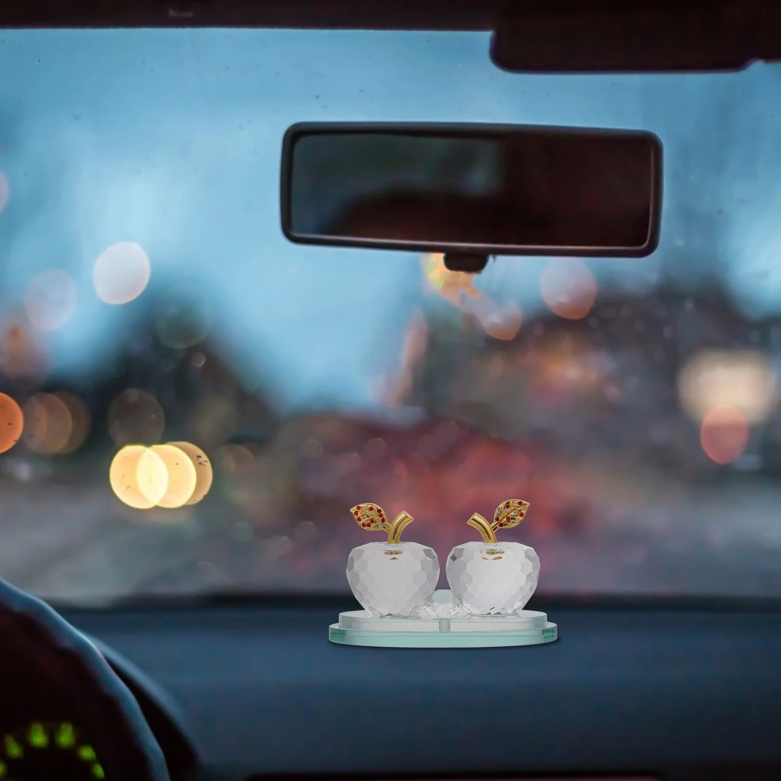 

1Pcs Crystal Apple Ornament Lucky Home Decor Desktop Car Interior Decoration Xmas Gift Luckiness Crystal Adorn Car Interior