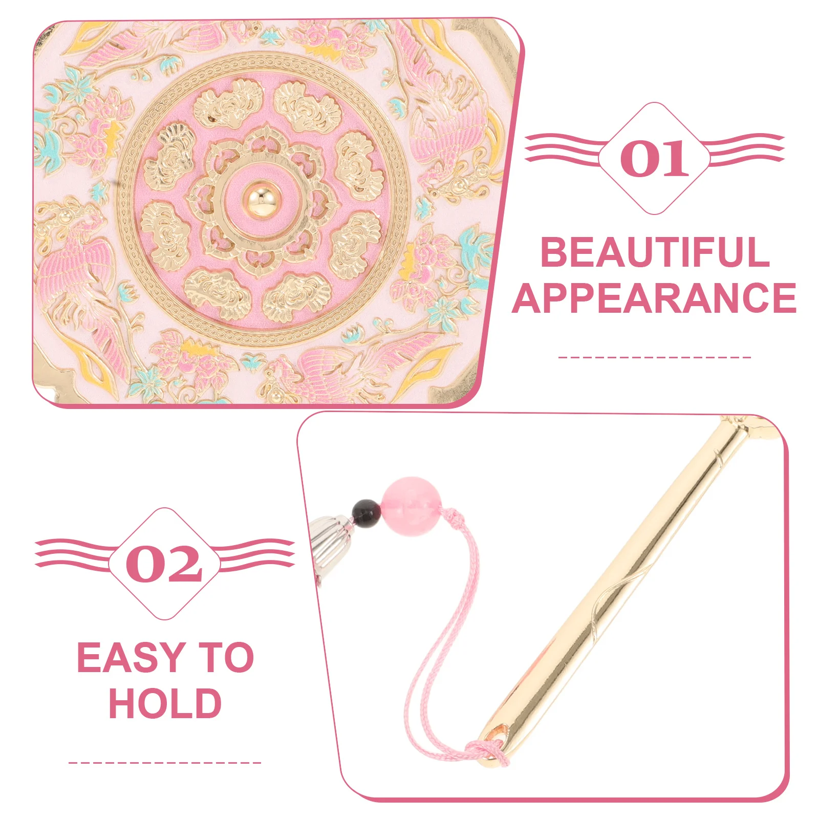 Vintage Handheld Mirror Gold Design Tassels Small Travel Makeup Portable Vanity Mirror for Personal Use Small Mirrors