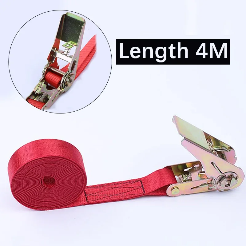 4 Meter Car Motorcycle Cargo Strap Tension Rope Tie Down Strap Strong Ratchet Belt for Luggage Bag Lashing Rope elastic bands