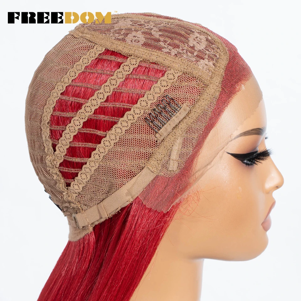 الحرية الاصطناعية الدانتيل الجبهة الباروكات للنساء 28 بوصة مستقيم الدانتيل الباروكة مقاومة للحرارة أومبير براون الأحمر الأبيض تأثيري الباروكات