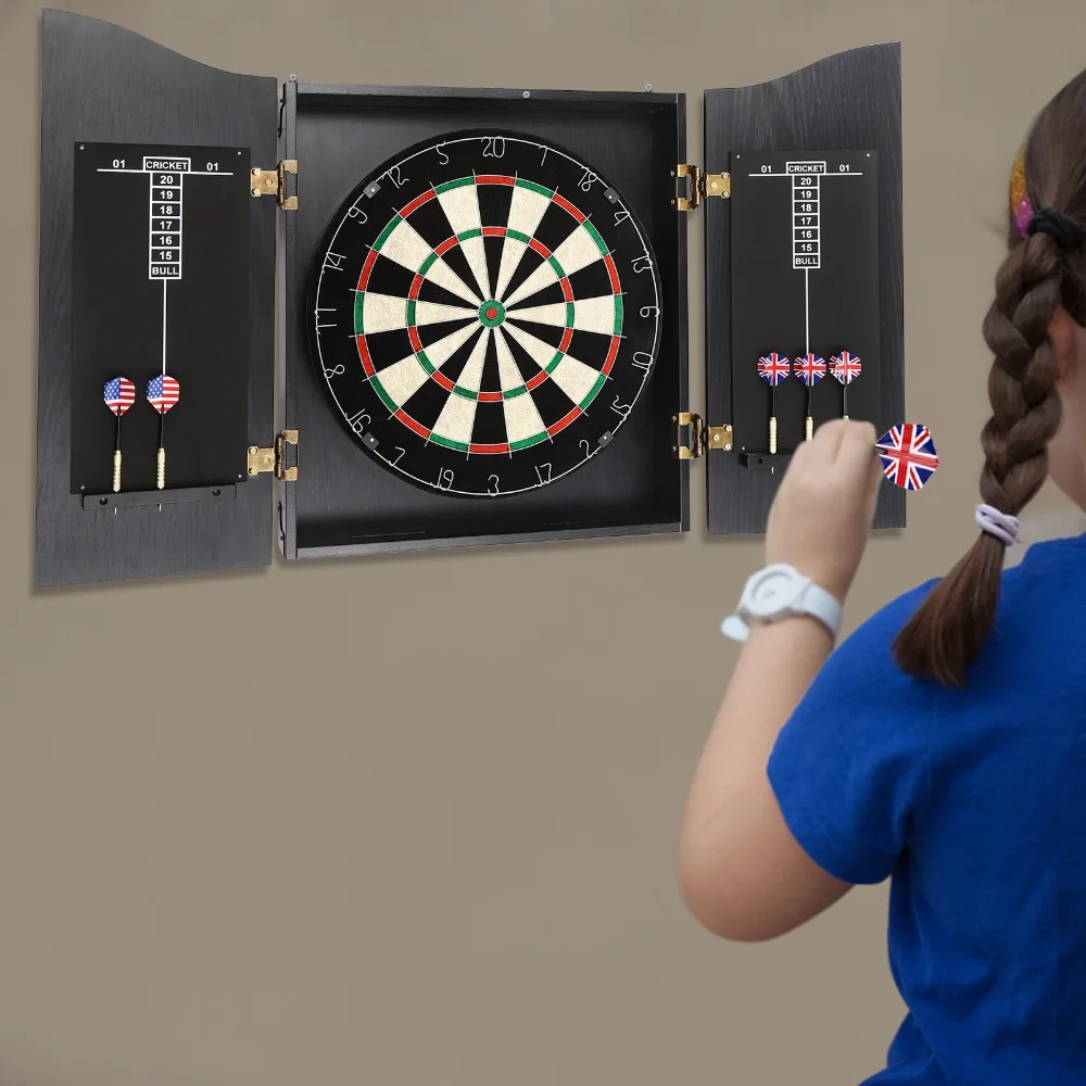 

Dart Boards Set Dartboard Cabinet Set with 6 Sisal Darts and Scoreboard Professional Scoreboard Dart Board for Game Room