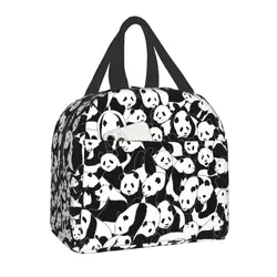 Simpatico panda Borsa per il pranzo isolata per le donne Borsa termica portatile riutilizzabile per il pranzo Tote Office Picnic Borse per la conservazione degli alimenti da viaggio