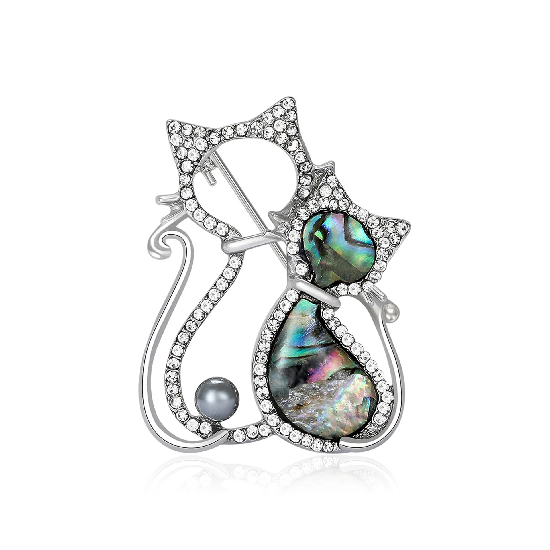 

Rhinestones, Abalones, Shells, Two Cat Brooches, Women's And Men's Charming And Fashionable Suit Lapels, Anniversary Accessories