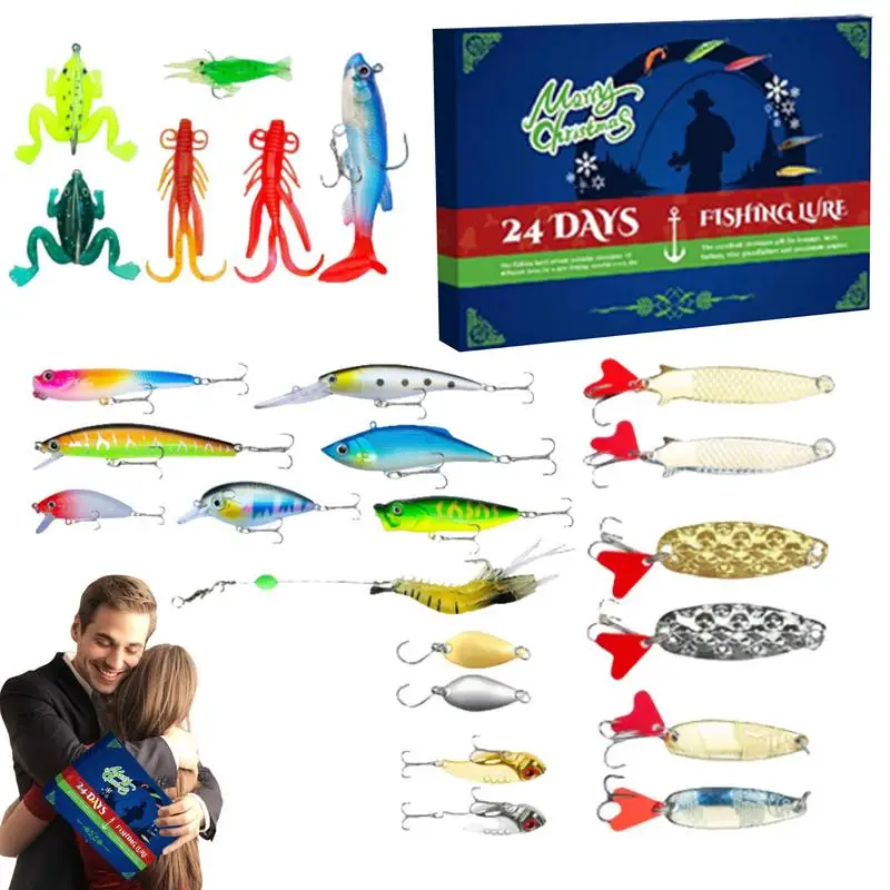 

Christmas Fishing Lures Advent Calendar 24 Days Fishing Bait Hooks Advent Calendar Festival Theme Xmas Surprise Gift For Lover