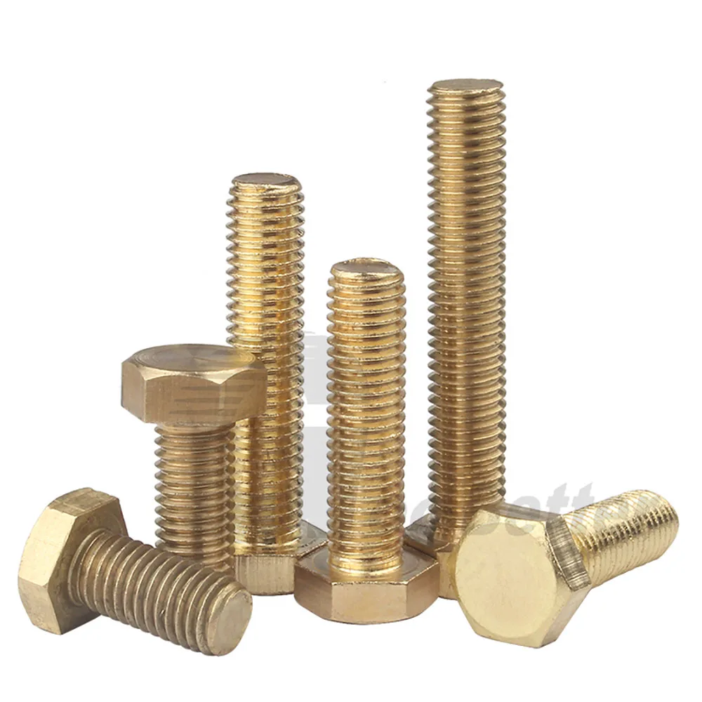 

External Hex Head Screw M4 M5 M6 M8 M10 M12 Brass Full Thread Outside Hexagon Bolts External Hexagon Head Screw Length=6-100mm