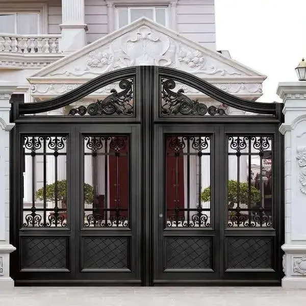 Metal door designs Anti-rust gates Automatic Iron Main Door Gate/ fencing/ trellis Designs For Sale