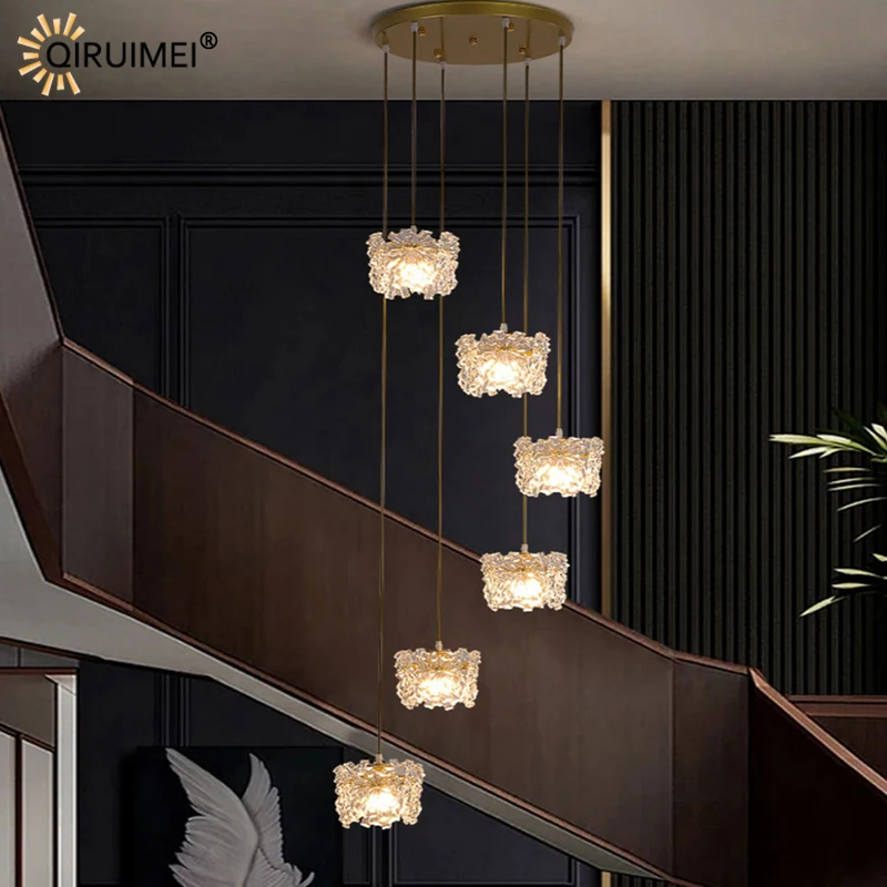 

Nordic Bright Clear New Modern LED Pendant Lights Living Dining Room Bedroom Bar Hall Villa Hotel Stairs Lamps Indoor Lighting