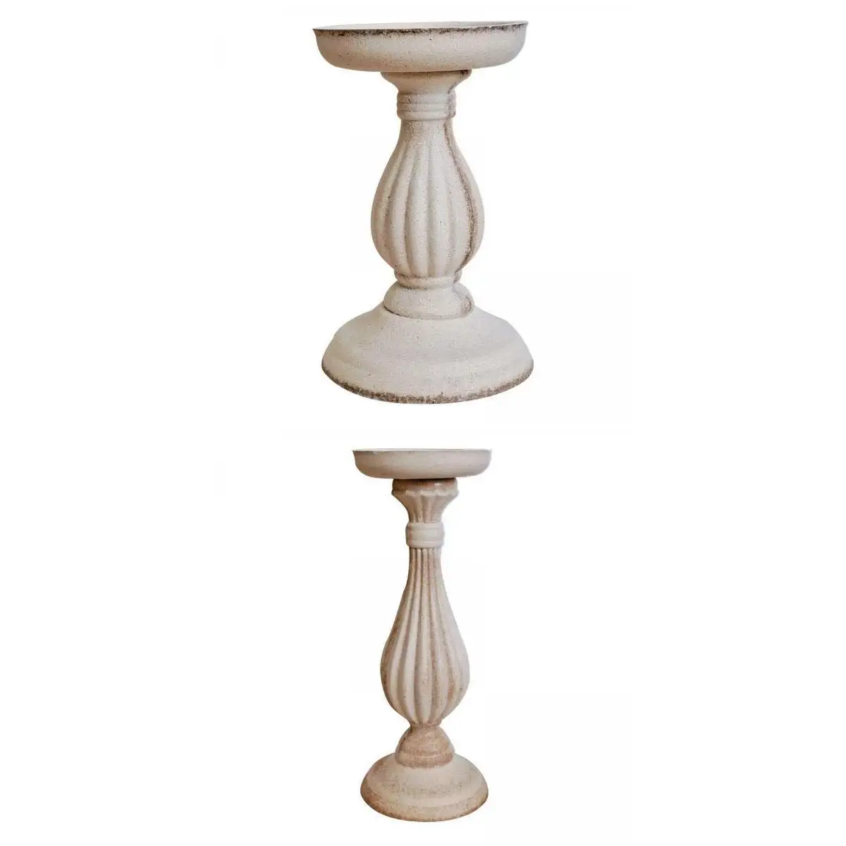 2 Size Retro Wooden Candle Holders Accents Candlesticks Elegant