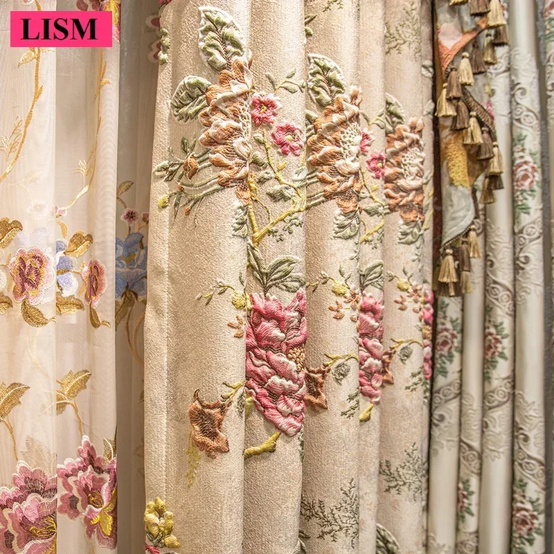Embossed Jacquard Curtains for Living Room Bedroom European Luxury Window Decor Custom Elegant Embroidered Window Valance Tulle