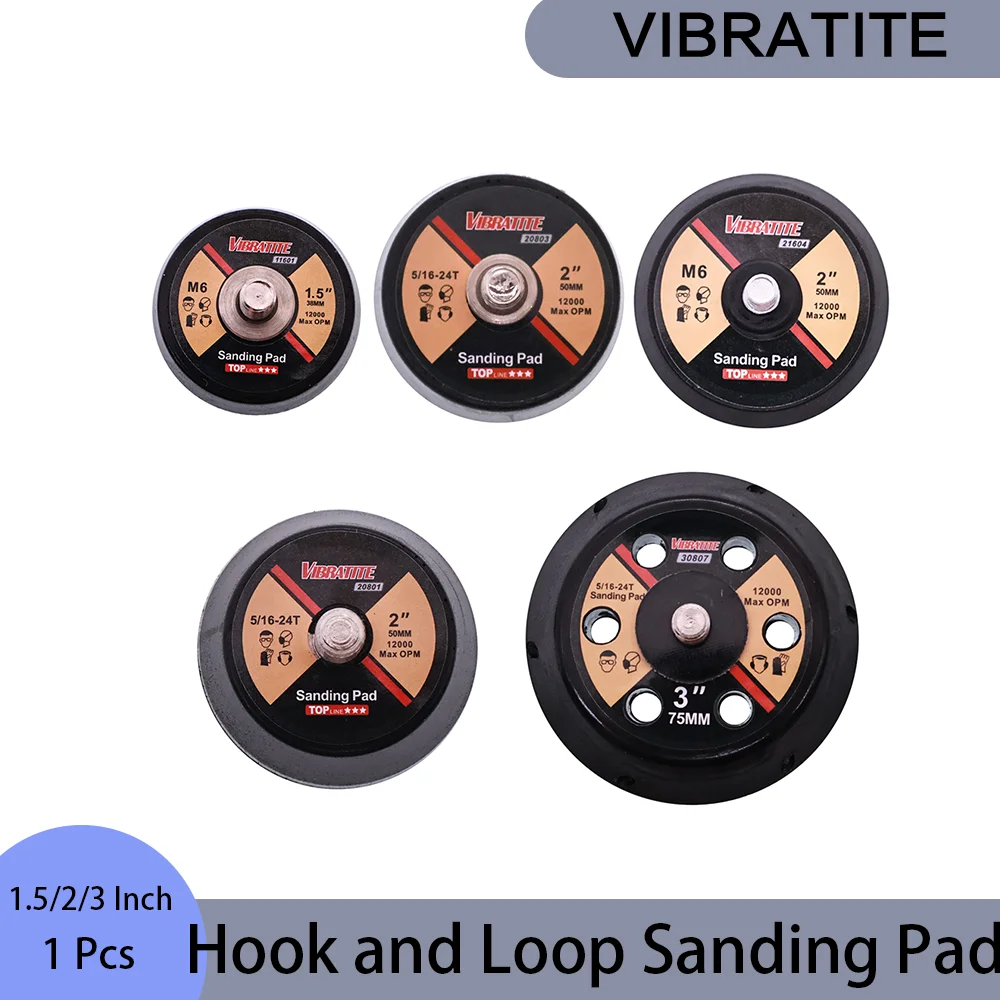 Hook & Loop Sanding Pad 1.5/2/3 Inch M6 5/16‑24T Thread Backing Pad 1 Pcs for Air Sander Polisher Abrasive Sanding Disc Support