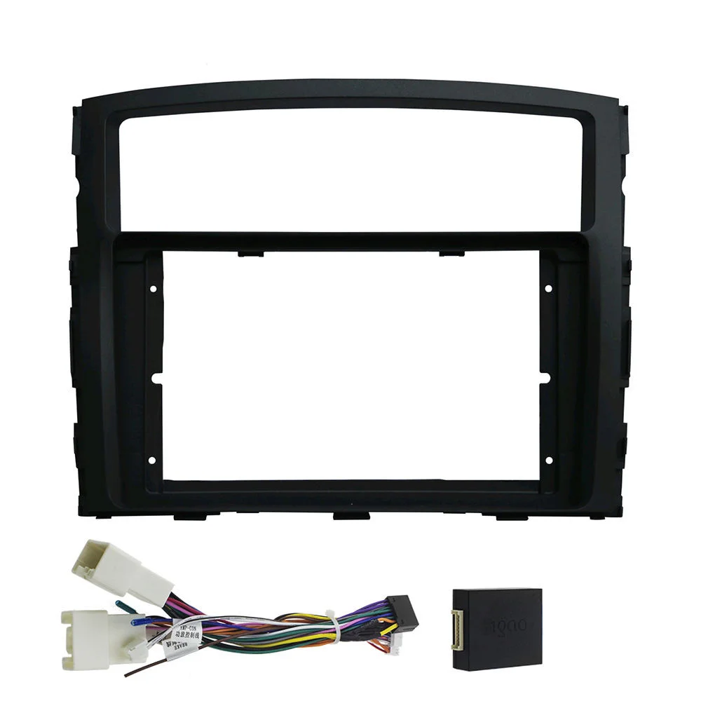 9 Inch Car Radio Facial Frame For Mitsubishi Pajero 2010+ with Wiring Cable Harness Connector Bezel car dvd player frame