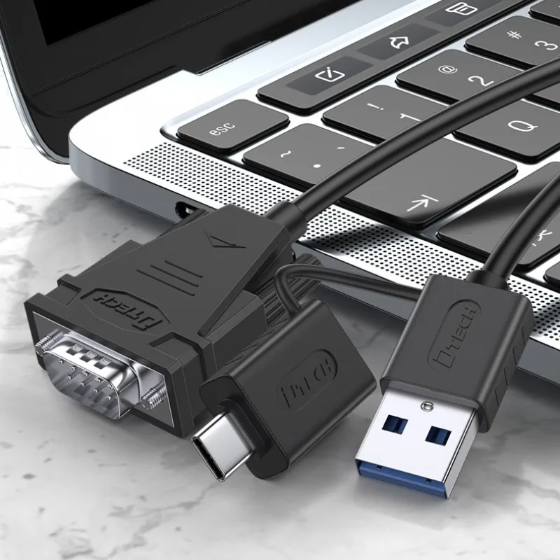 DTECH High Speed Baud Rate 300bps-115200bps Type a and USB C to DB9 RS232 Serial Adapter Cable 1.5m