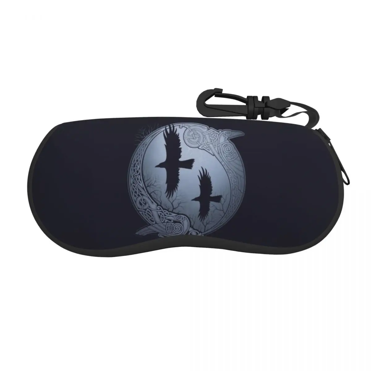 Custodia per occhiali da sole Odin Ravens custodia per occhiali in Neoprene con cerniera Viking Norse Huginn e Muninn custodia protettiva personalizzata per occhiali