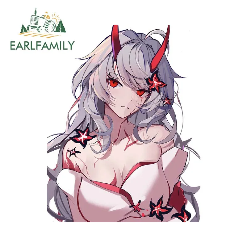 EARLFAMILY 13cm x 2.8cm Acheron Anime Original Car Sticker Peeker Red Eyes Devil Girl Decal Rearview Mirror Car Accessories