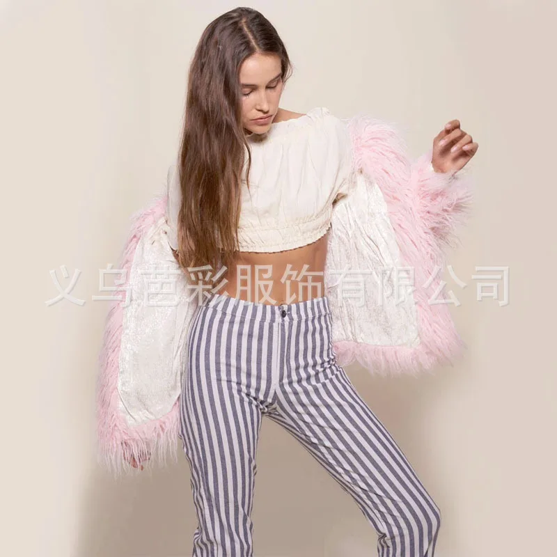 Imitation Fur Coat European and American New Women's Clothing Medium and Long Loose Hooded Amazon Beach Sheep Fur Coat