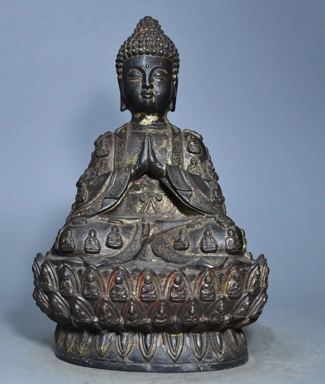 Northern Wei Dynasty Gilt Yellow Bronze Antique Buddha Statue Aged Patina