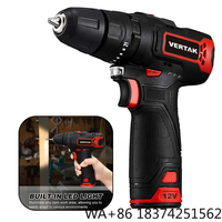 Vertak 0.8-10mm Chuck Size Cordless Twist Drill Set 12v Battery Mini Hand Drill with 2 Speed Mode