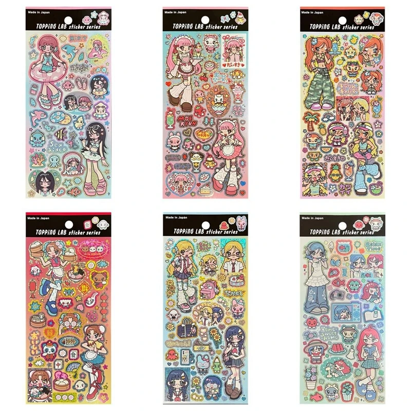 Cute Y2K Girl Glitter Sticker Journal Handbook Scrapbook DIY Phone Case Material Kawaii Decoration Sticker Gift