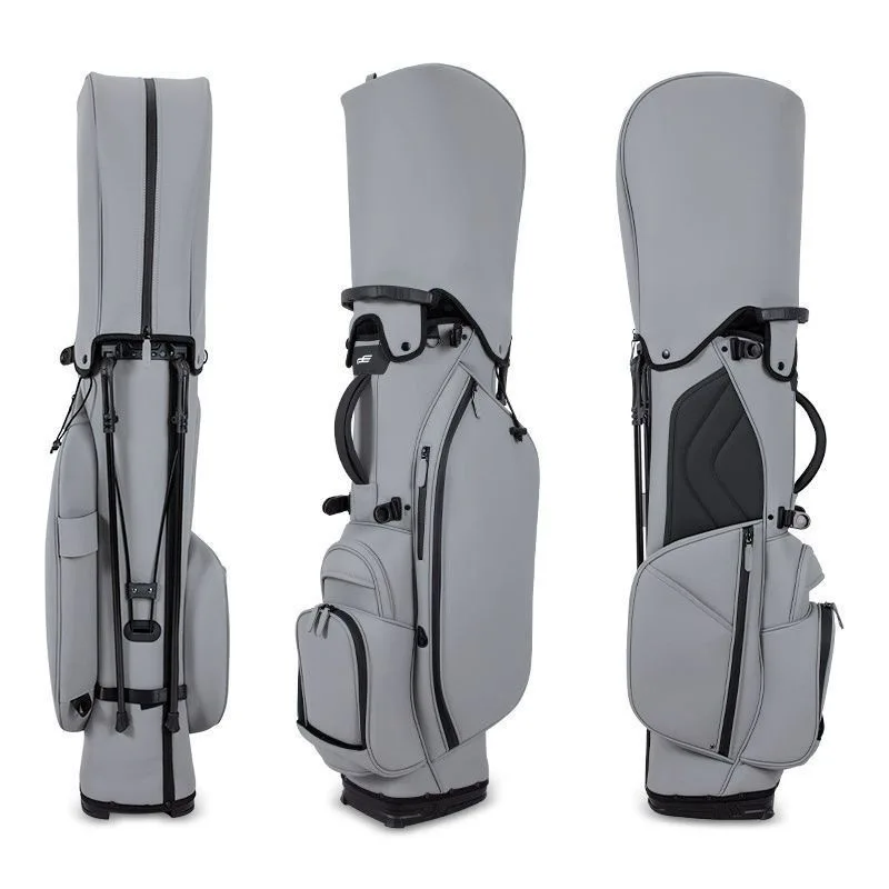 

Minimalist Gray Waterproof Golf Stand Bag, Microfiber 4-Way Divider Golf Club Bag, with Adjustable Dual Shoulder Straps