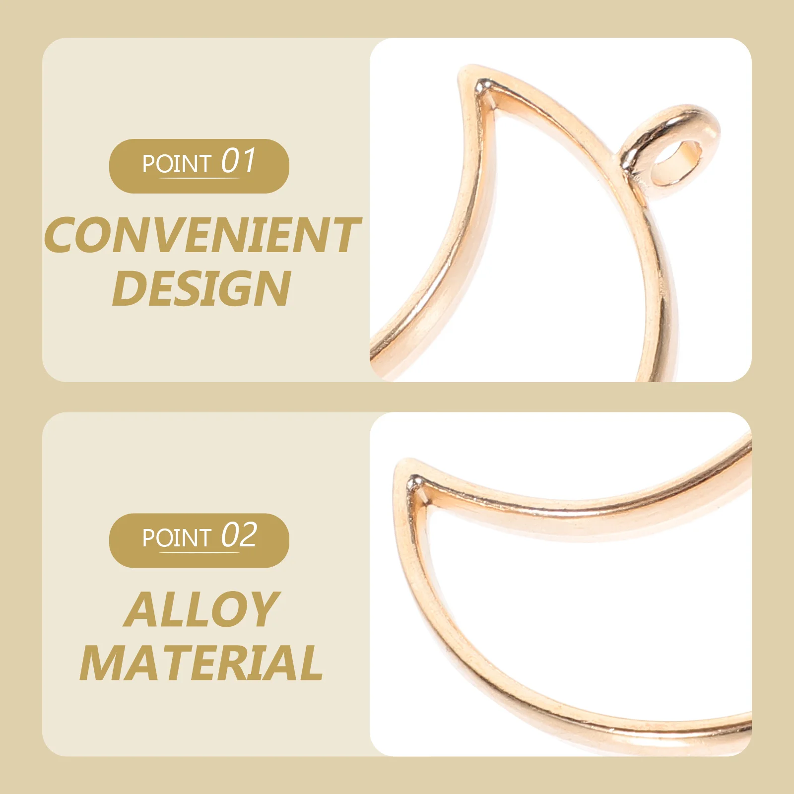 

50Pcs Moon Shape Open Bezel Pendant Charms Alloy Jewelry Making Supplies DIY Bracelet Necklace Resin Bezels Open Bezel Pendants