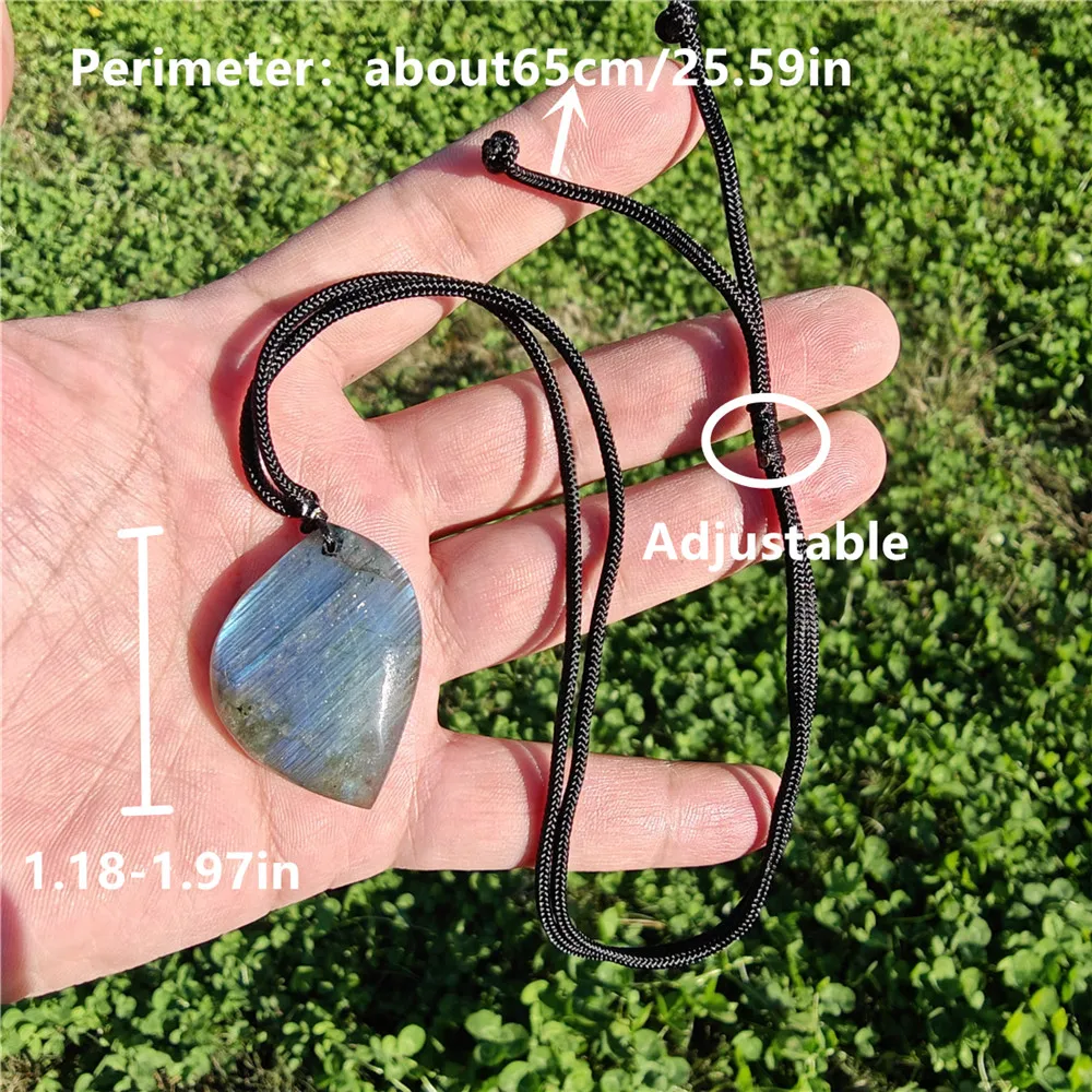 1pc Random Color Natural Irregular Healing Crystal Stone Labradorite Pendant Moonstone Sunstone Pendant Jewelry Necklace