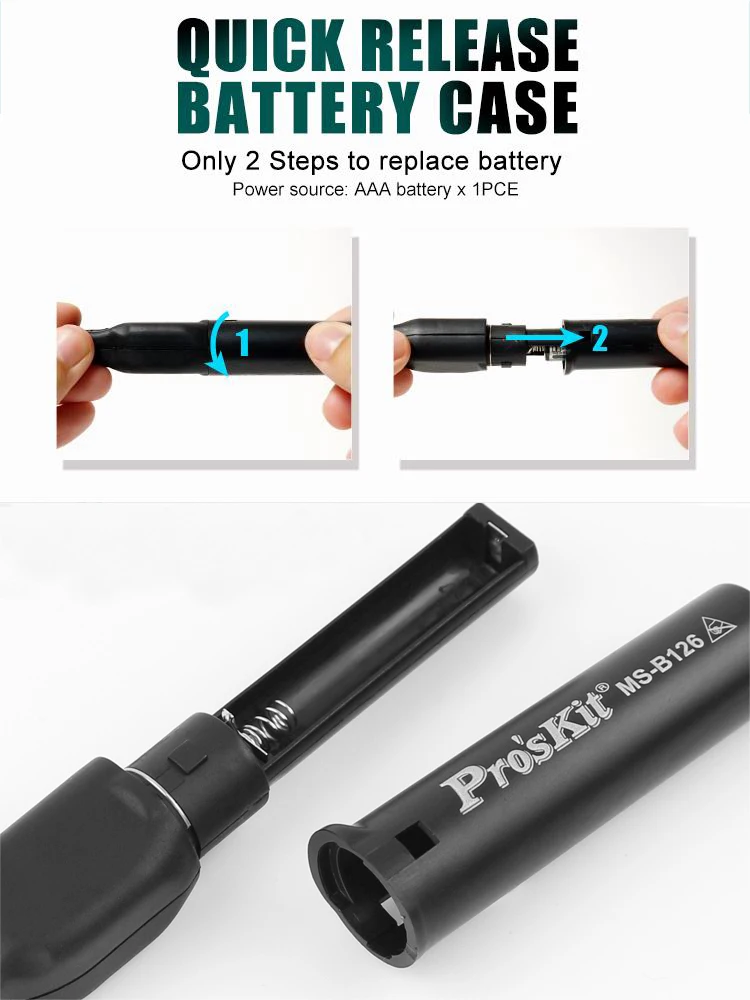 

Pro'sKit MS-B126 сильный электрический вакуумный патрон, антистатическая всасывающая ручка для SMT IC Chip, электронные детали, устройство поглотителей линз