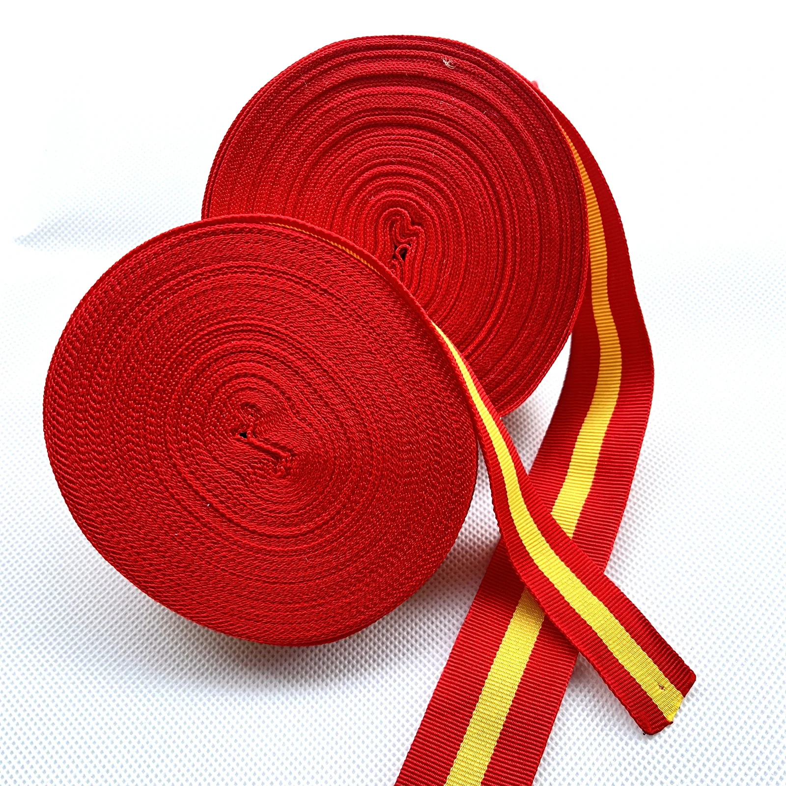 30-15mm 20yard Polyester Stripe Ribbon Spain Flag Plaid Grosgrain Ribbon for Bag Belt Wedding Home Decor