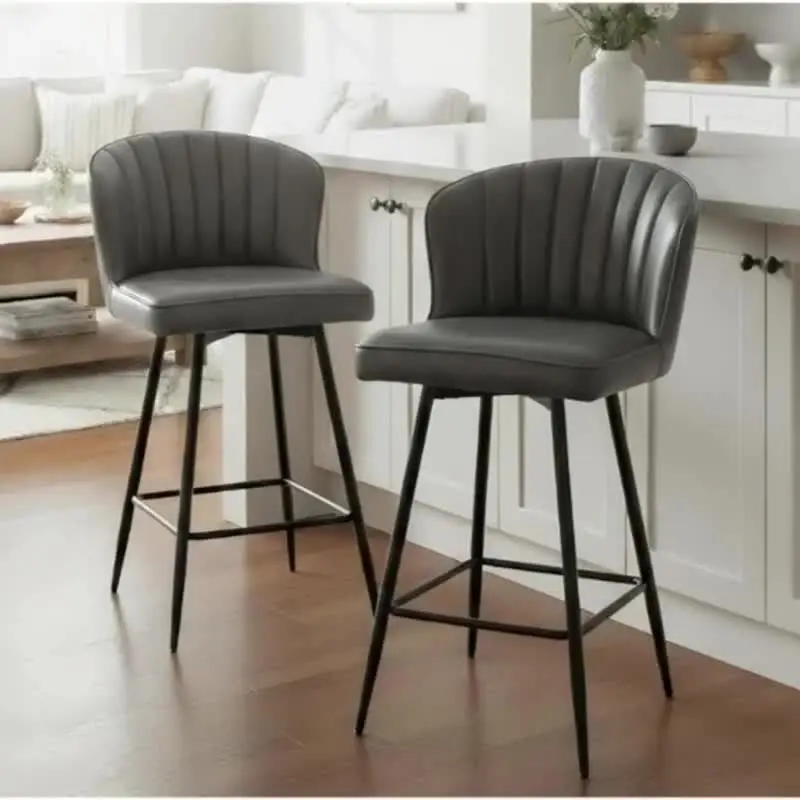 

2pcs Counter Height Bar Stool Modern Bar Chair With Backrest Soft Cushion Bar Stool, Comfortable Island Chair With Metal Footstool, For Kitchen Counter/home Bar/restaurant Use
