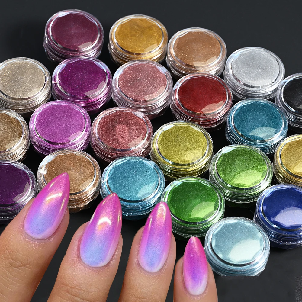 

22Pcs/set Metallic Mirror Chrome Nail Glitter Powders Pink Gold Silver Y2K Nail Pigment Rubbing On Dust DIY Manicure Decoration%