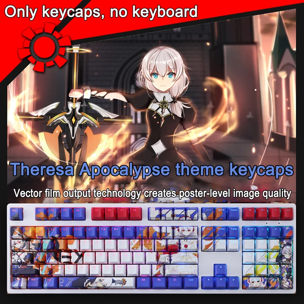 108 Tasten für Honkai Impact Keycap Bronya Zaychik PBT Subbed Cherry Hintergrundbeleuchtete Tastenkappen Anime-Tastenkappen für ANSI 61 87 104 108 Layout – Detail 14