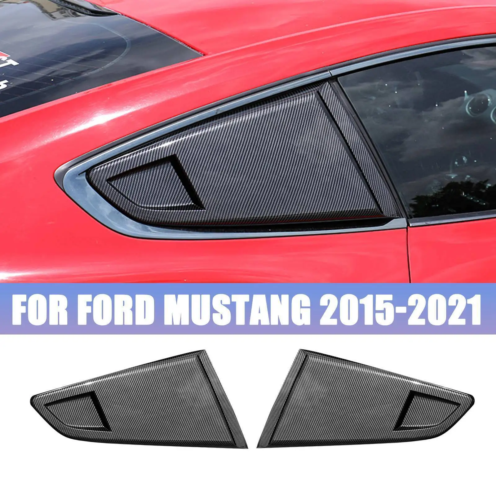 

Pair For Ford Mustang 2015-2022 Rear Quarter Side Window Louver Scoop Cover Vent Auto Accessories