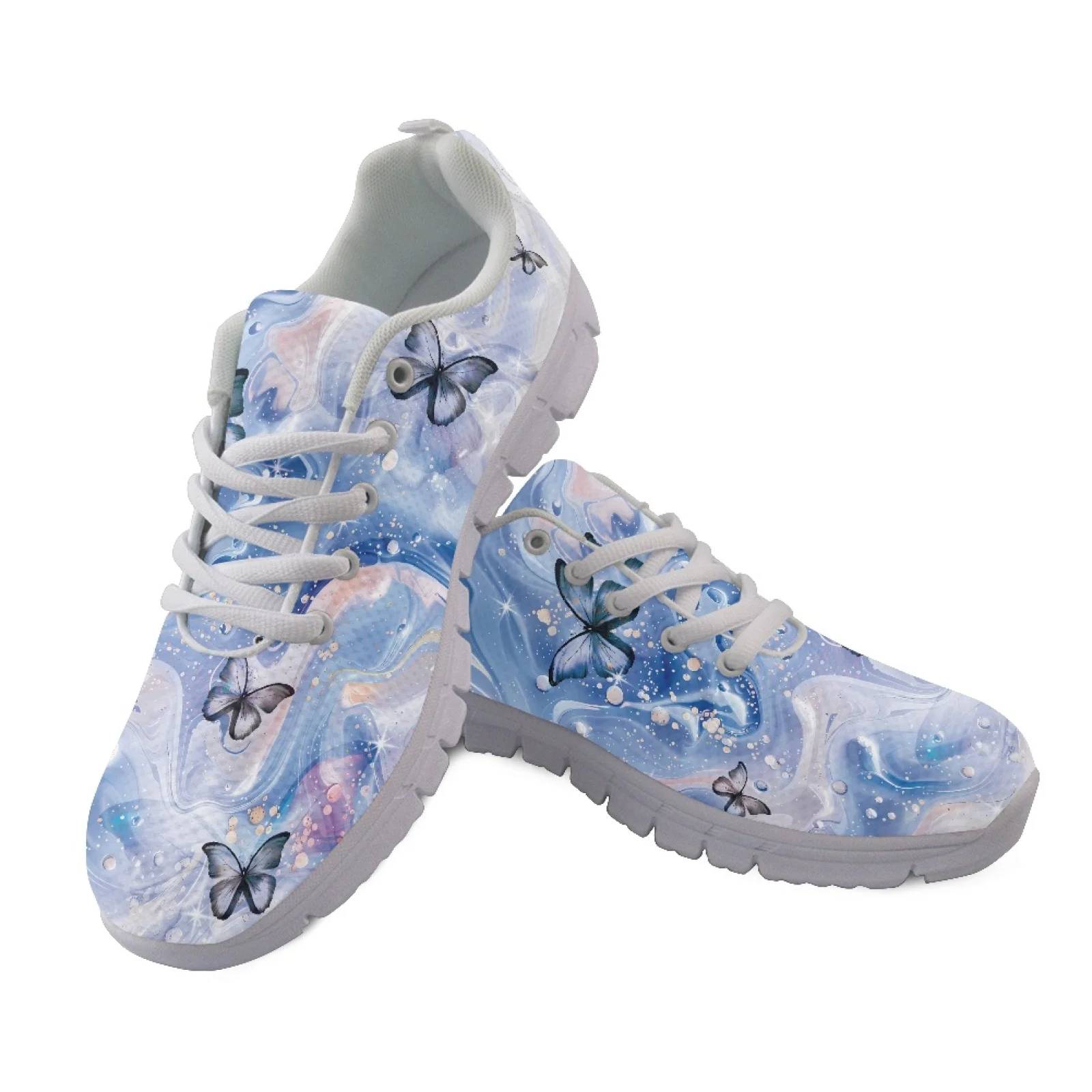 Coloranimal Blue Butterfly Marble Mesh & EVA Sole Men and Women Athletic Sneakers, Lightweight Running Walking Shoes 2026 New