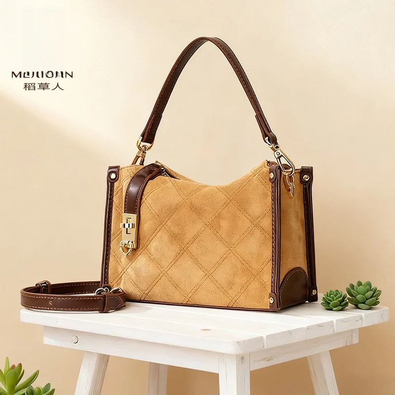 retro-diamond-grid-women's-handbag-commuter-shoulder-crossbody-bag-soft-fabric-zinc-alloy-hardware-wear-resistant