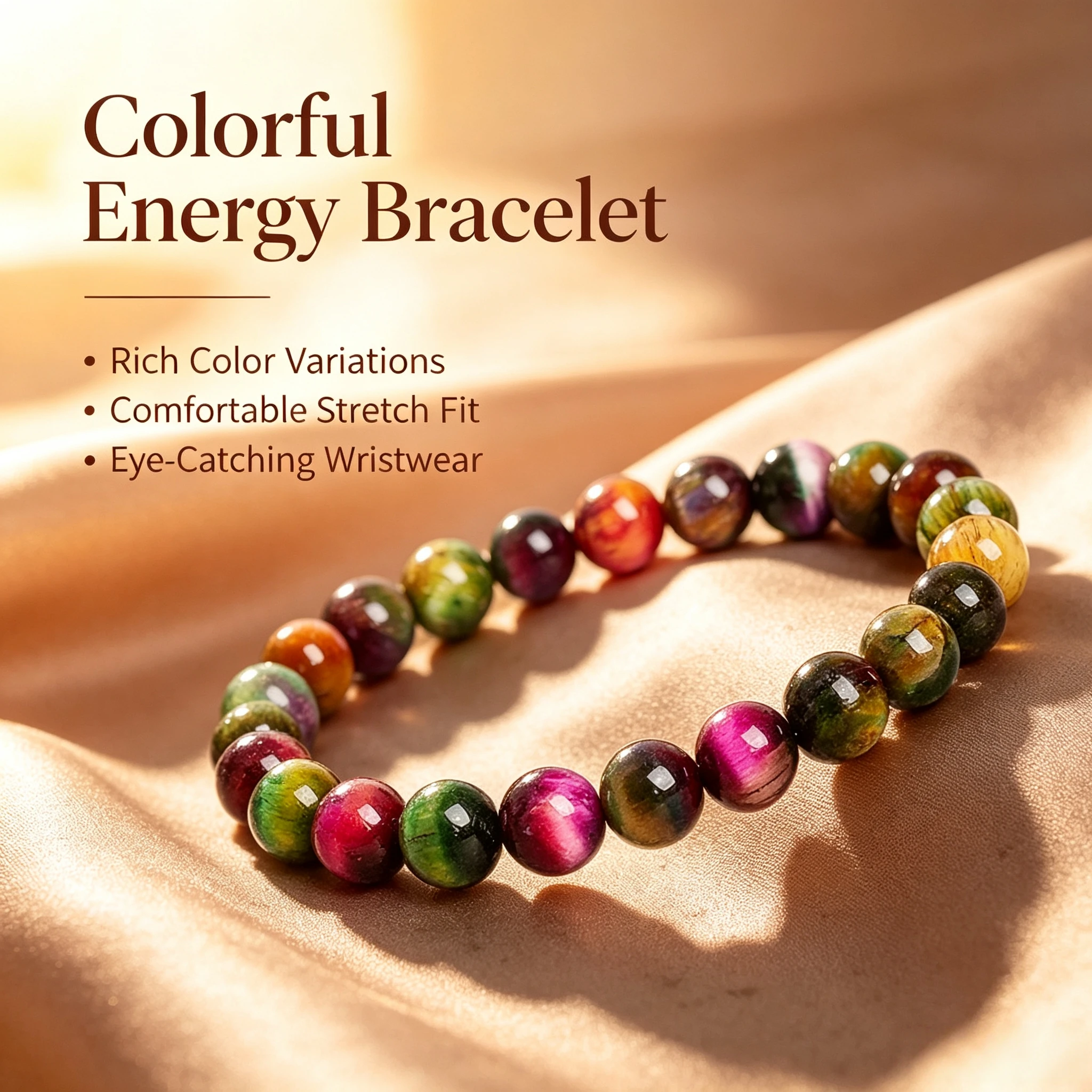 Gradient Tiger Eye Beads Bracelet For Women Natural Stone Stranded Gemstone Handmade Bracelet Vitality Charm Unisex Gift Jewelry