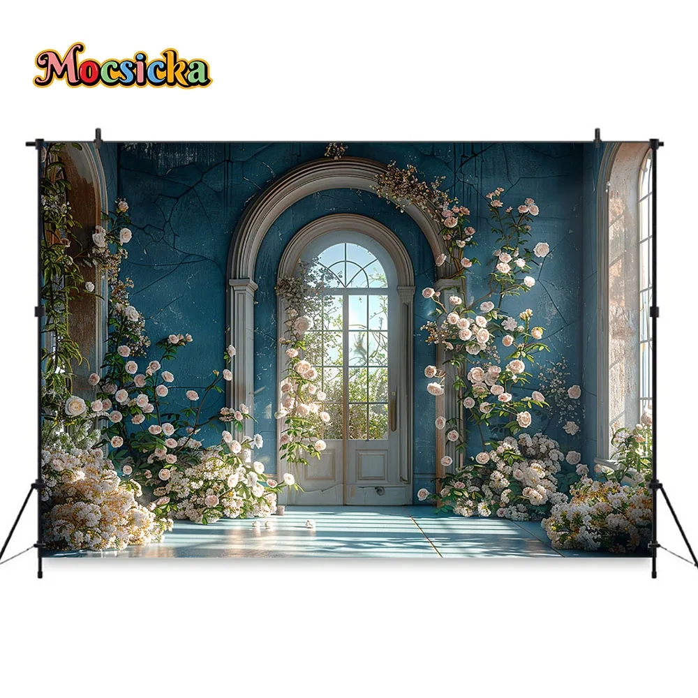 Romantic Wedding Photography Backdrop for Girls Bride Shower Flowers Sunshine Background Kids Cake Smash Birthday Party Props