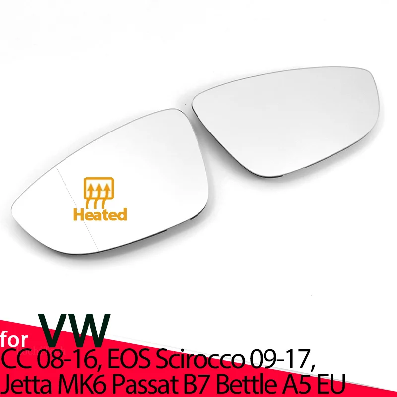 Left Right Side Mirror Glass Rearview Exterior Angle for Volkswagen VW CC 08-16, EOS Scirocco, Jetta MK6 Passat B7 Bettle A5 EU